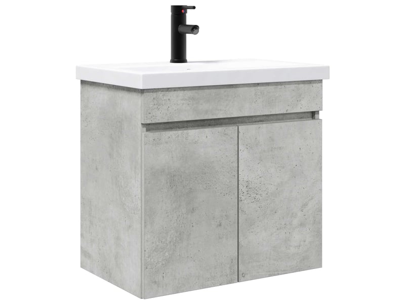  Meuble de rangement salle de bain avec robinet gris béton shl7472  - Conforama A