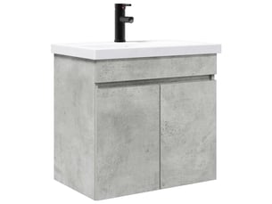 Meuble de rangement salle de bain avec robinet gris béton shl7472