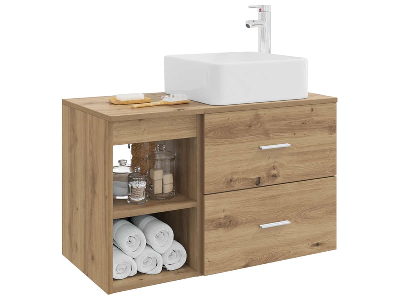  Ensemble de mobilier de salle de bain 2 pcs chêne artisanal shl2374  - Conforama C