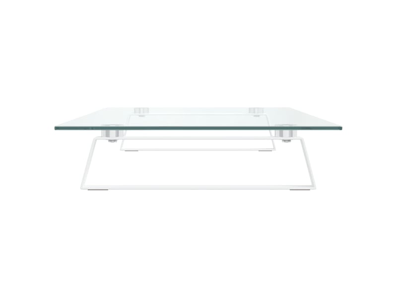  Support de moniteur table meuble bureau 80 x 35 x 8 cm verre trempé et métal blanc 02_0044903  - Conforama C