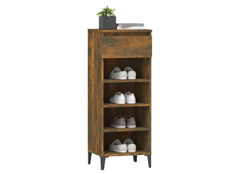  Meuble à chaussures, étagère à chaussures chêne fumé 40x36x105 cm bois d'ingénierie  - Conforama D