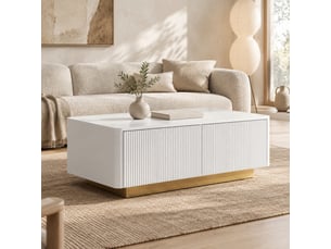 Table basse rectangulaire coloris blanc MEULVA  - 50 cmx110 cm