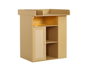 Table à langer bois naturel éclairage led réglable couleur luminosité grand rangement latéral espace à langer séparateur