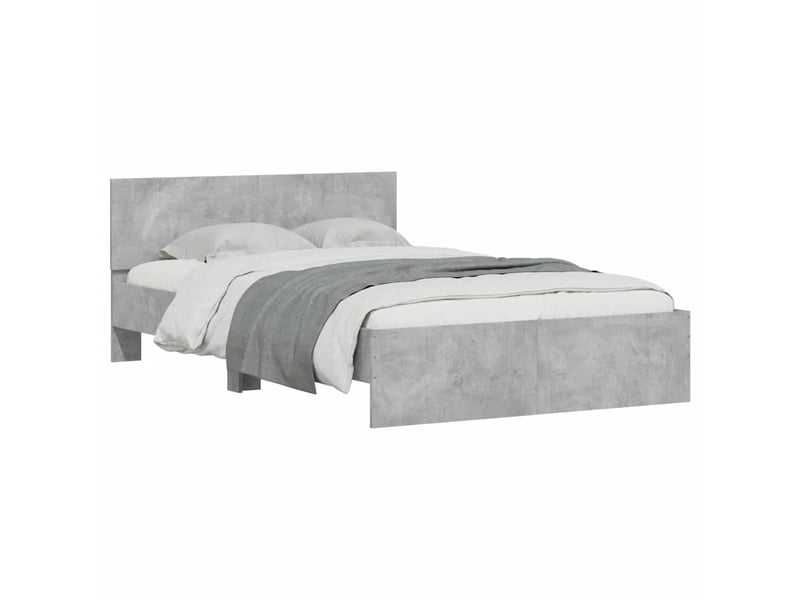  Lit double- lit adulte -  cadre de lit avec tête de lit et led gris béton 135x190 cm  - Conforama D
