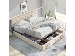 Lit coffre 140x200 cm <strong></strong>  <strong></strong> coloris beige