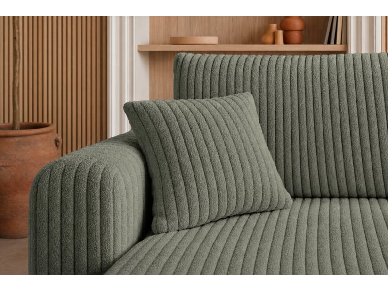  Emma - canapé d'angle convertible gros velours côtelé 4 places vert  - Conforama E