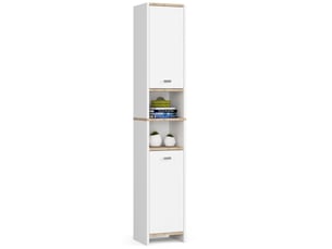 Colonne salle de bain akord beti blanche 32 cm 2 portes façade blanche 4 étagères 32x28x180 cm
