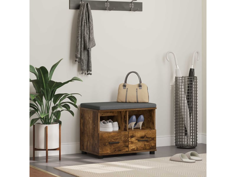  Banc d'entrée, banc interieur chêne fumé 60x38x46 cm  - Conforama B