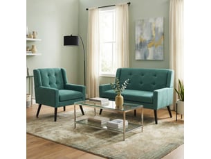 Set de 2 fauteuils d’appoint (1 simple + 1 double) avec mousse haute densité, tissu durable et massif bois, pieds protégés pour séjour et bureau
