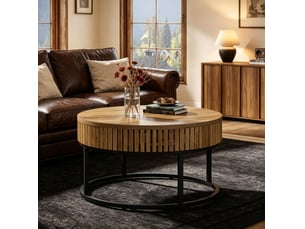 Table basse ronde 80 cm en mdf et métal homvra