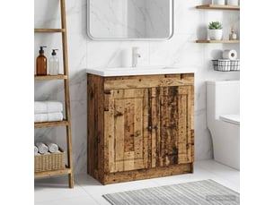 Armoire sous évier de salle de bain, meuble de rangement bois ancien shl512