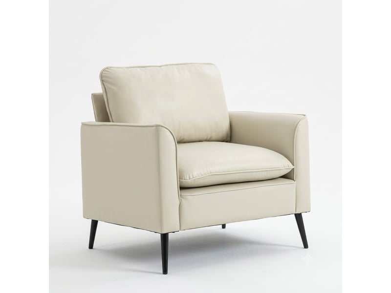  Fauteuil relax - 80x68x80cm - siège mono-place en cuir synthétique anti-rayures style nordique rétro et luxueux - blanc  - Conforama A