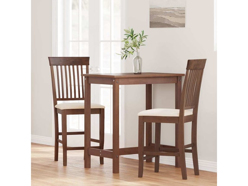  Lot de 2 tabouret de bar avec coussins en bois massif marron et caoutchouc shl70066  - Conforama C