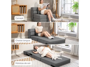 Lit banquette 140x190 cm <strong></strong> <strong></strong> coloris gris