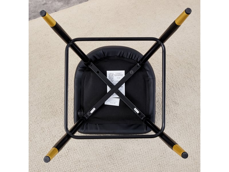  Tabourets de bar 100 cm noir en simili cuir – lot de 2, piètement métal avec repose-pieds, design élégant  - Conforama D