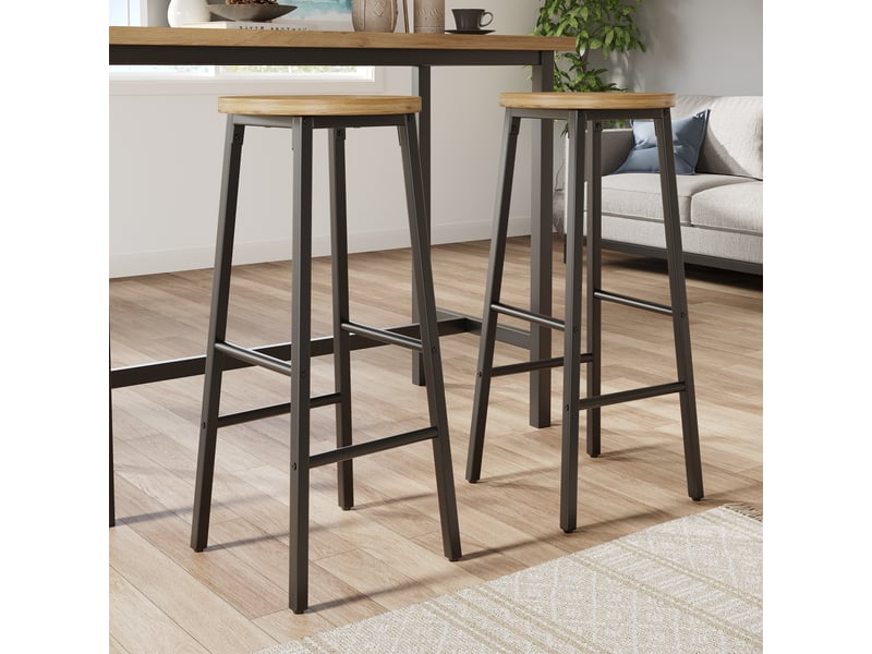  Tabourets de bar lot de 2 avec repose-pieds - lpospi - pieds réglables, 30 × 30 × 70 cm, métal, noir  - Conforama C