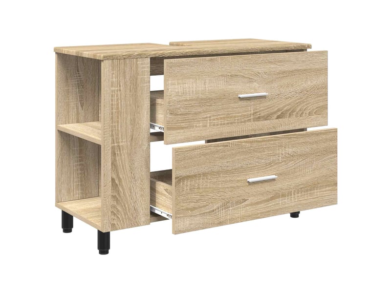  Unité de vanité de salle de bain, meuble de rangement chêne sonoma 80x35x60 cm  - Conforama D