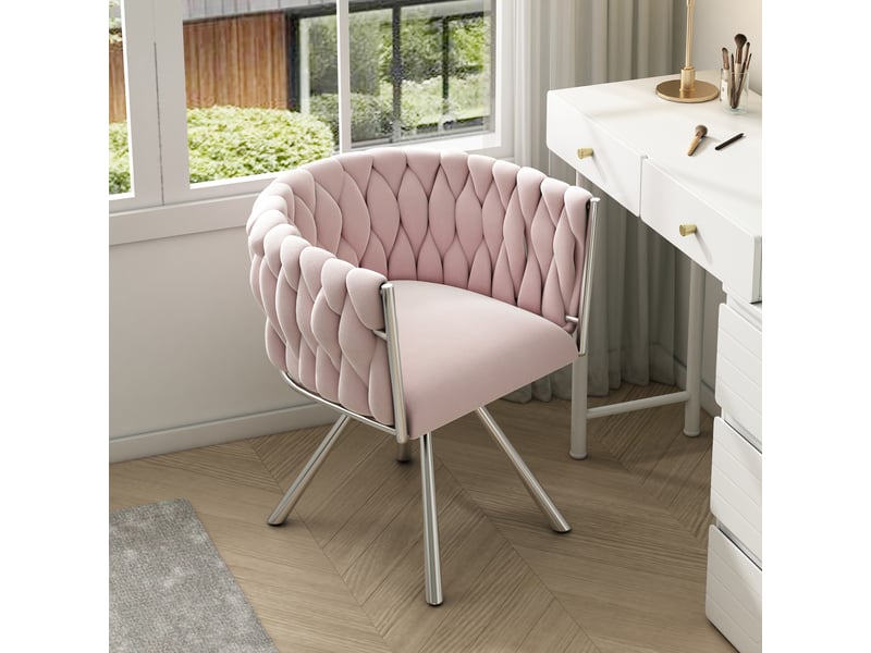  Chaise pivotante à 360° en velours rose N634P215340R - Conforama E
