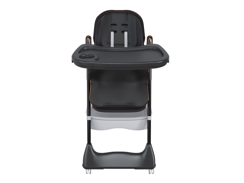  Chaise haute bébé pliable noire 6 mois à 6 ans avec roulettes verrouillables  - Conforama A