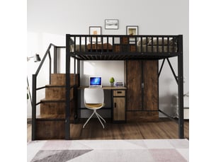 Lit mezzanine 140x200 cm <strong>MERAX</strong>  <strong>lit enfant noir</strong> coloris noir