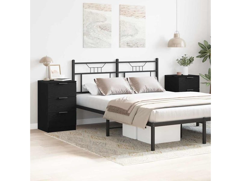  Table de chevet avec tiroir 2 pièces chêne noir 40 x 65 x 65 cm  - Conforama D
