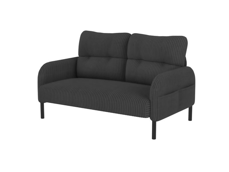  Canapé 2 places gris en velours côtelé, ensemble modulable 3 pièces avec fauteuil et pouf pour le salon  - Conforama A