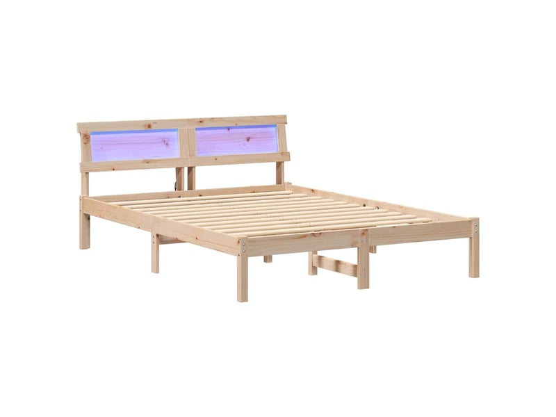  Lit double- lit adulte -  cadre de lit avec tête de lit marron 135 x 190 cm pin massif  - Conforama A