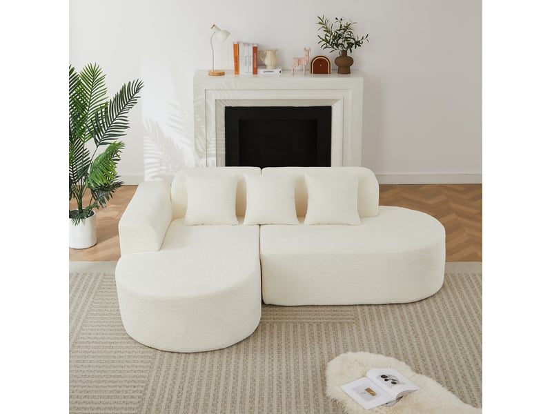  Canapé d'angle 3 places en tissu chenille beige  - Conforama B