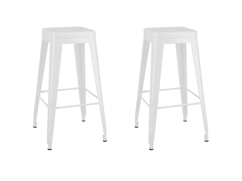  Lot de 2 tabouret de bar empilables blanc métal  - Conforama A