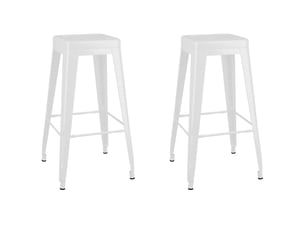 Lot de 2 tabouret de bar empilables blanc métal