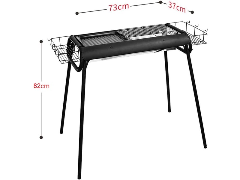  Barbecue au charbon de bois en acier inoxydable portable pliable pour plus de 5 personnes 73x37x82 cm noir  - Conforama D