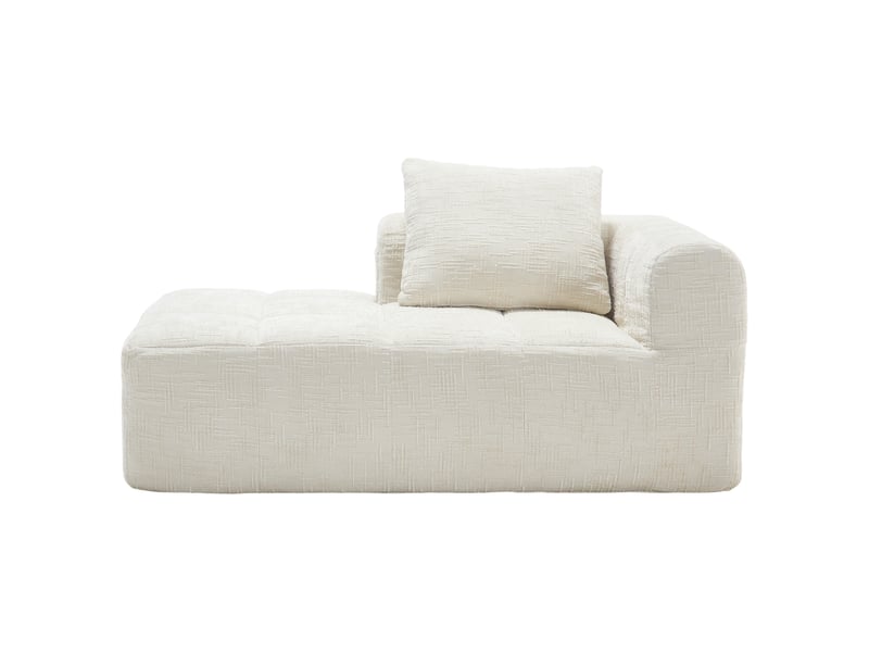  Canapé méridienne beige en chenille avec coussin inclus, poches latérales et assise moelleuse  - Conforama A