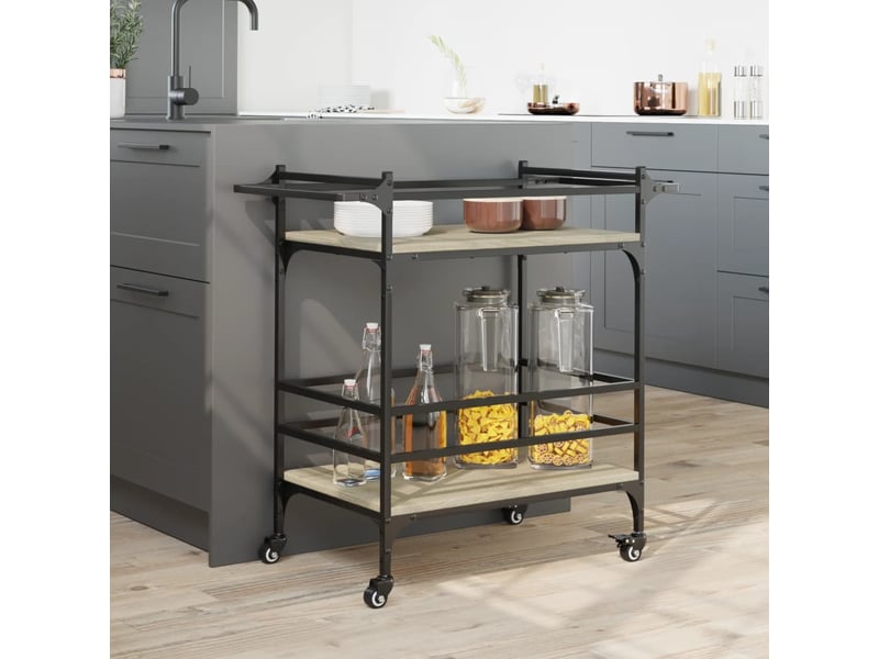  Desserte de cuisine, chariot de rangement chêne sonoma 82x40x78,5 cm bois d'ingénierie  - Conforama D