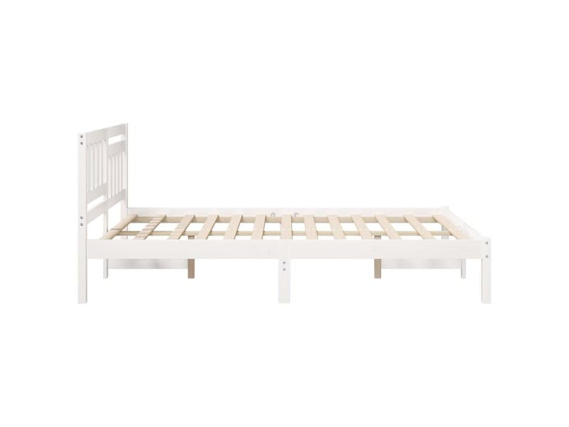  Lit double- lit adulte -  cadre de lit avec tête de lit blanc 135 x 190 cm pin massif  - Conforama D