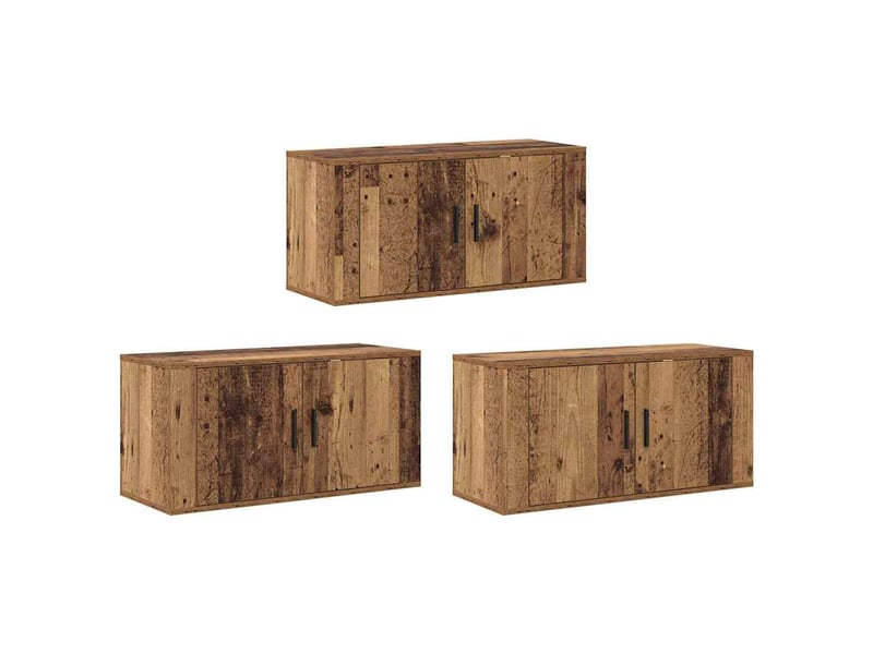  Ensemble de meuble tv - banc tv - meuble de rangement mural 3 pcs bois ancien bois d'ingénierie  - Conforama A