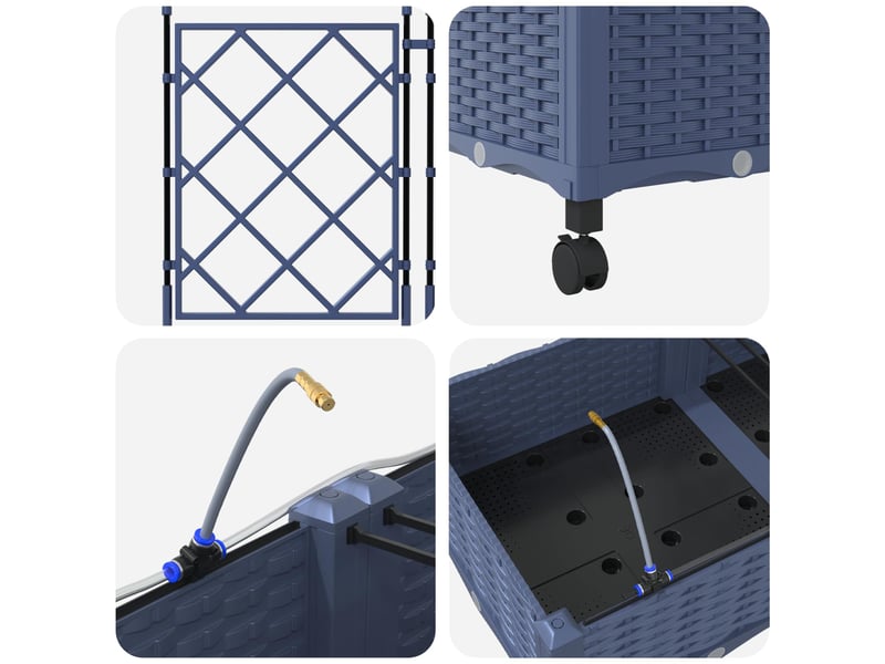  Jardinière - porte-plante de jardin avec irrigation et roues 3 pcs gris pp  - Conforama E