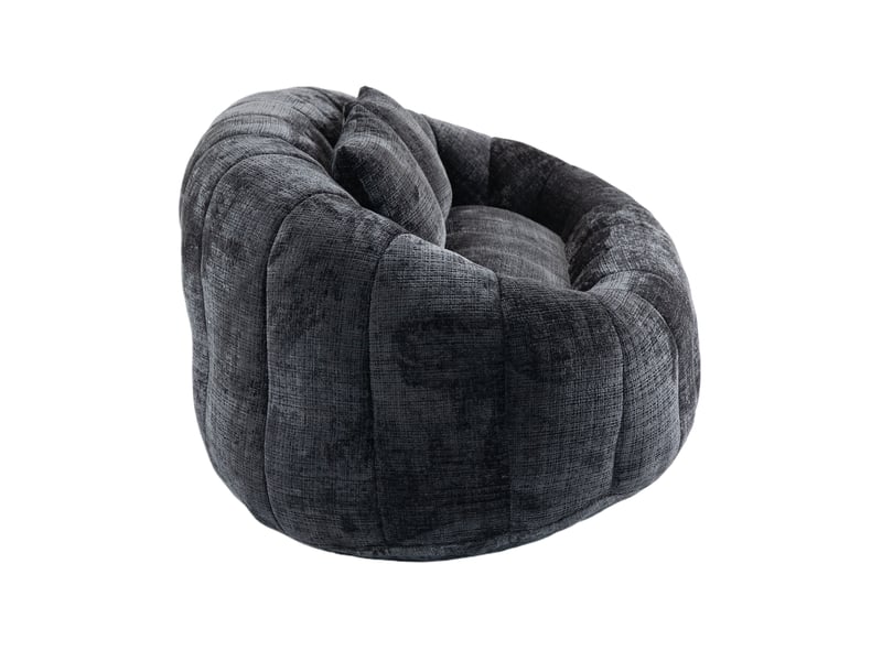  Canapé droit 2 places 144,93x95x62,99 cm, fauteuil poire confortable, meuble de salon pour chambre ou bureau, tissu chenille, noir  - Conforama D