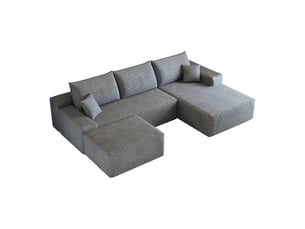 Canapé d'angle, canapé modulable, design moderne, 270 cm, pour salon, chambre, appartement, gris, livré monté, assise profonde
