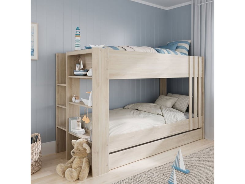 Lit superpose + lit tiroir escale decor chene montage reversible 3580EN23 - Conforama E