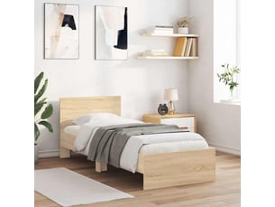 Lit adulte, lit simple, cadre de lit sans matelas avec tête de lit 90x200cm cf11068