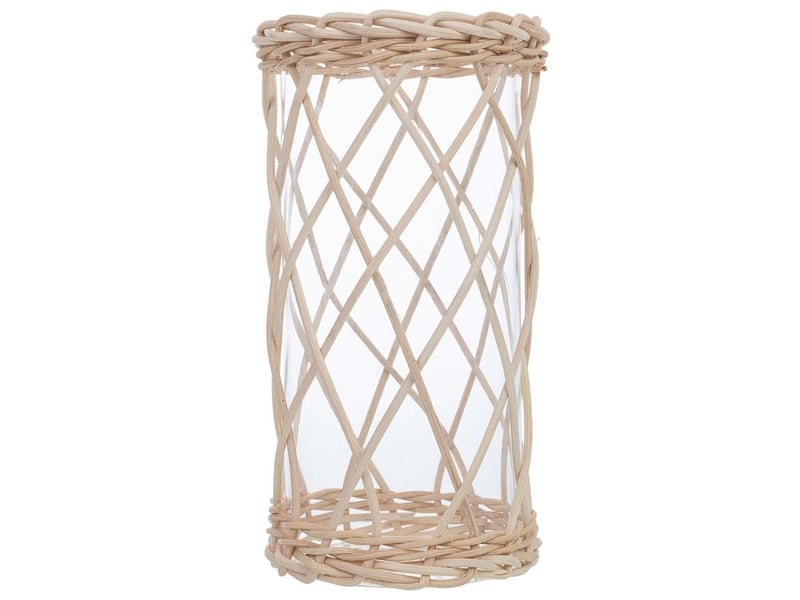  Bougeoir en verre doublé de fibres naturelles brunes, d9 x 20 h cm  - Conforama B