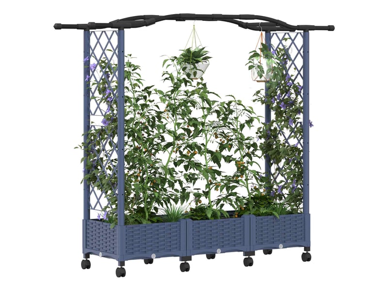  Jardinière - lit élevé avec treillis et toit gris 169 x 40 x 129 cm pp  - Conforama C