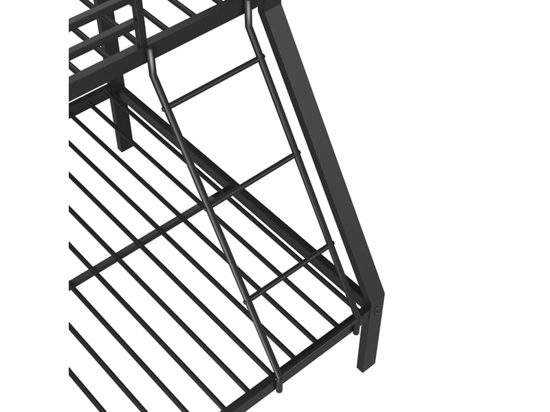  Lit superposé en métal noir 90x200 et 140x200 cm, échelle réversible, barrières de sécurité, sans matelas  - Conforama D