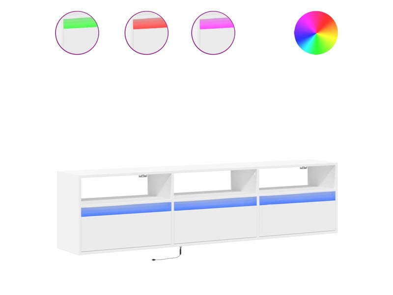  Meuble tv - banc tv - meuble de rangement mural avec led blanc 180x31x45 cm  - Conforama A