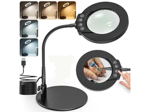 Lampe loupe led avec pied et base, grossissement 10x15x, 5 modes de couleur, intensité réglable en continu