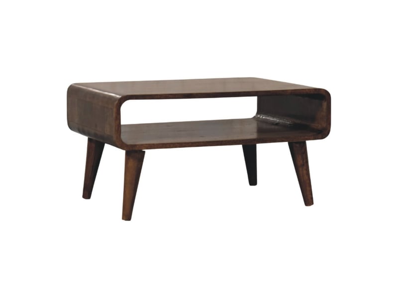  Artisan furniture bois massif table basse bord arrondi, marron  - Conforama C
