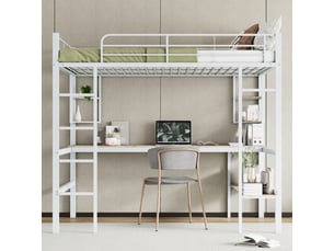 Lit mezzanine 140x200 cm <strong>MERAX</strong>  <strong>lit enfant blanc</strong> coloris blanc