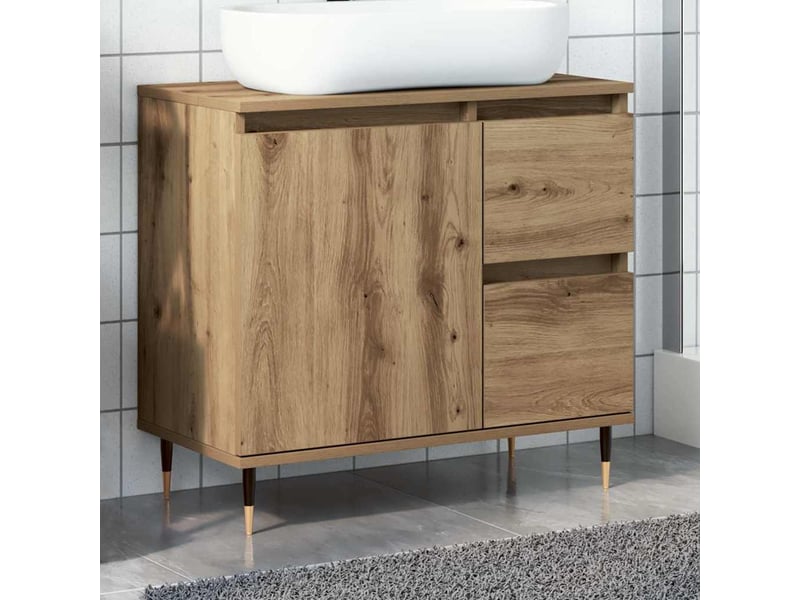  Armoire de salle de bain, meuble de rangement chêne artisanal bois d'ingénierie shl6850  - Conforama B