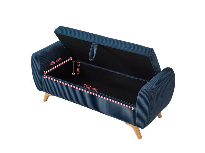 Banquette pliable en velours côtelé avec coffre de rangement, pieds en bois, 145 cm, chambre et entrée - Conforama D