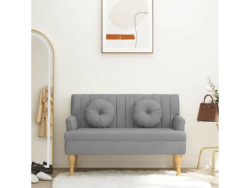 Banc chambre avec coussins gris clair 113x64,5x75,5 cm tissu  - Conforama B